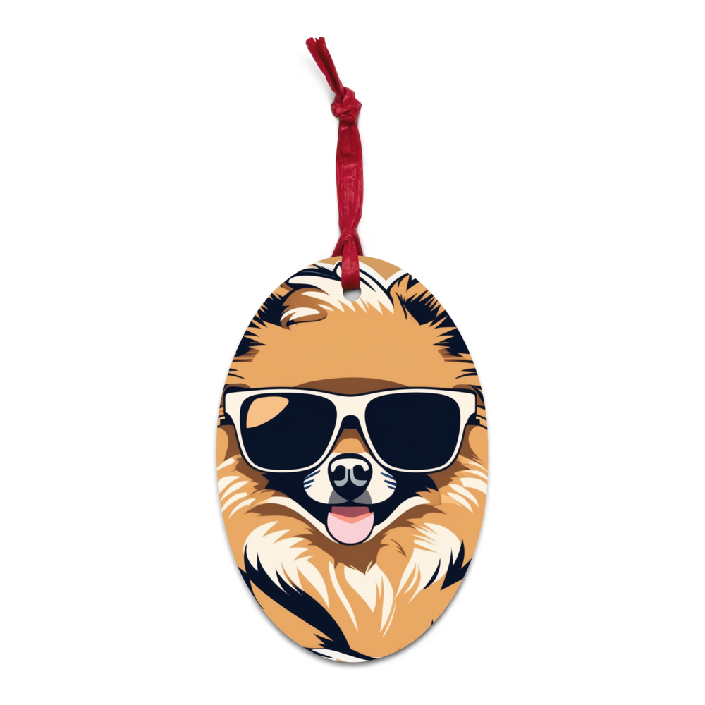 PugMug Custom Tan Pomeranian Wooden Ornament