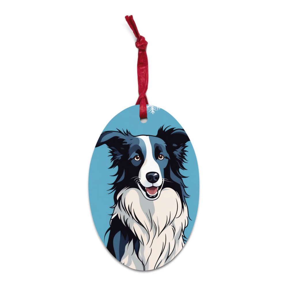 PugMug Custom Border Collie Wooden Ornament