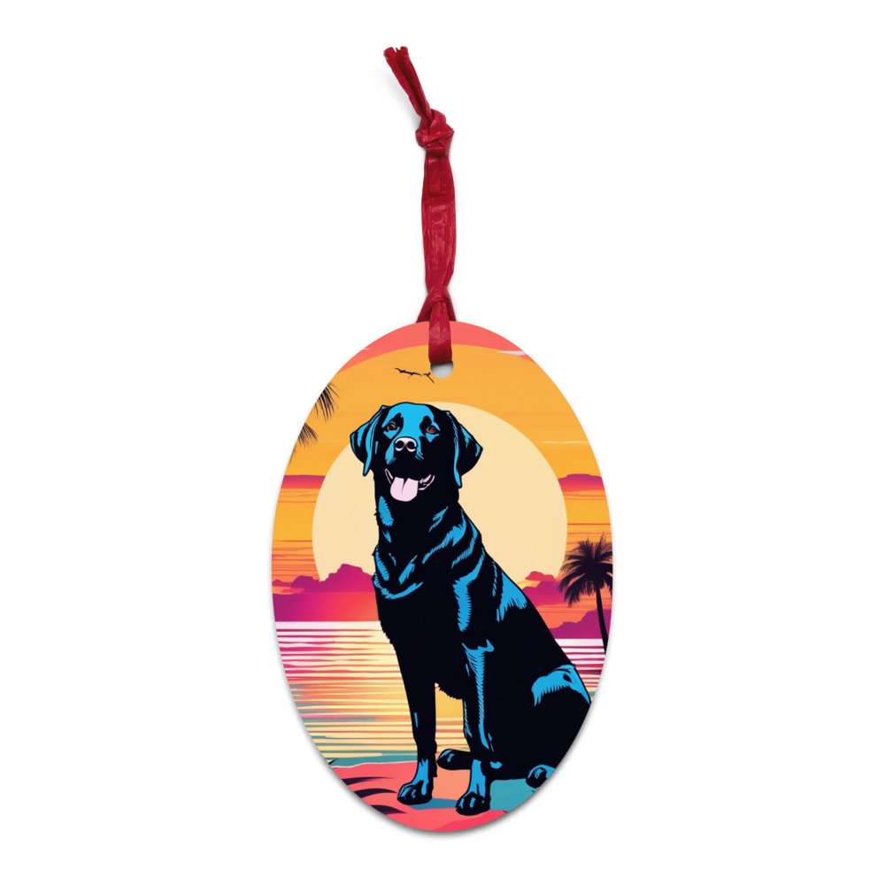 PugMug Custom Black Labrador Retriever Wooden Ornament
