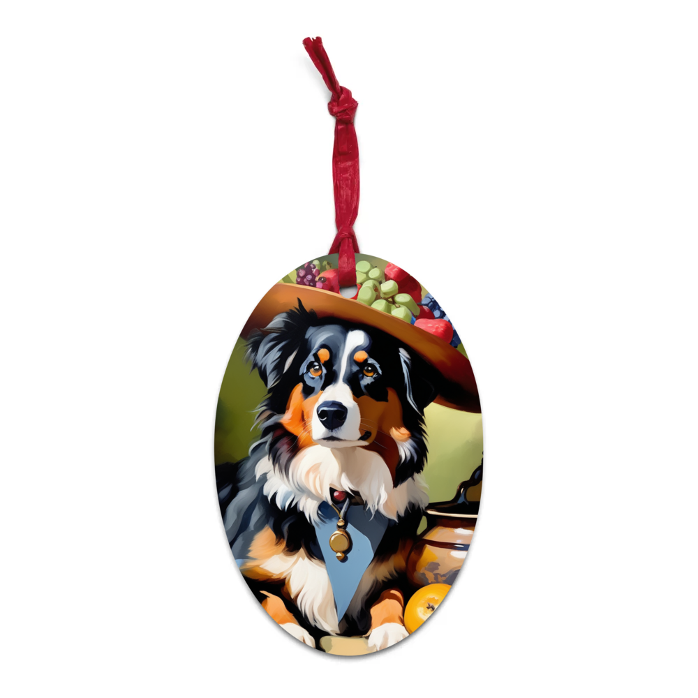PugMug Custom Miniature American Shepherd Wooden Ornament