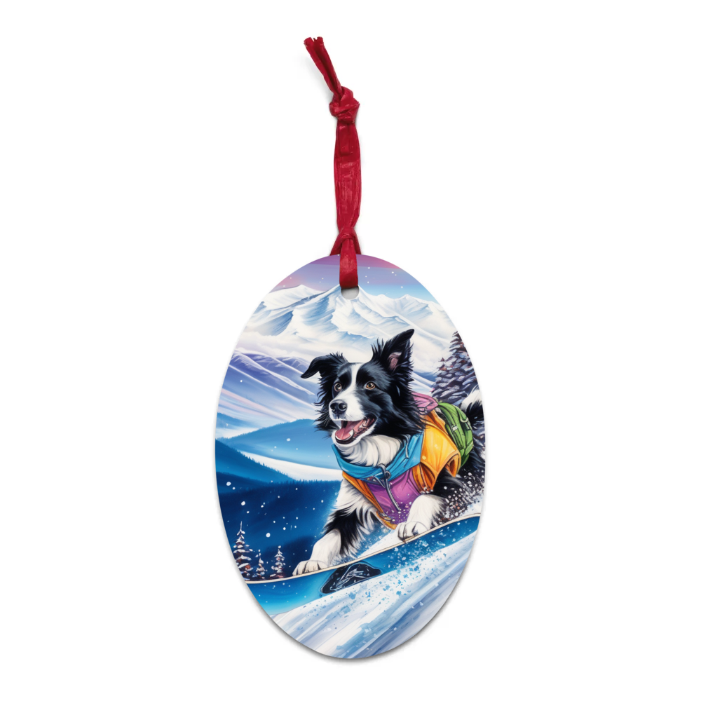 PugMug Custom Border Collie Wooden Ornament