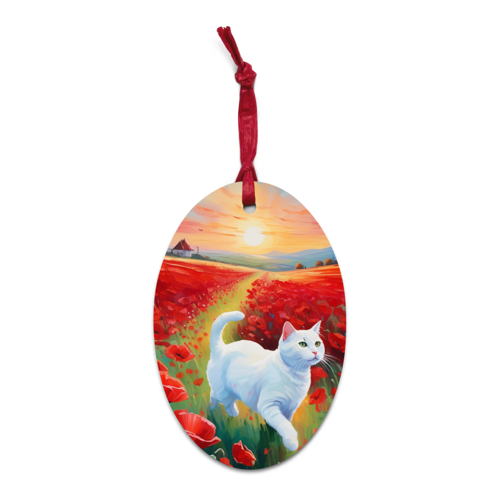 PugMug Custom White Companion Cat Wooden Ornament