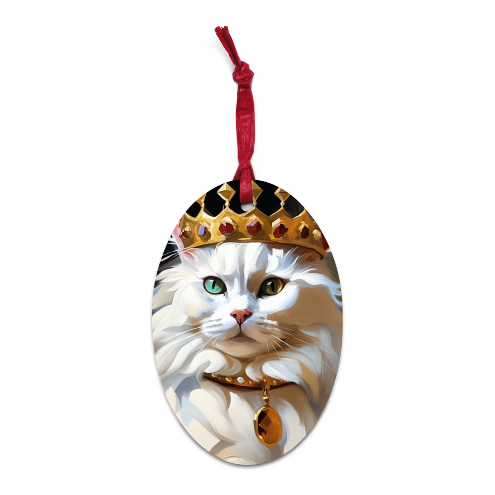 PugMug Custom White Companion Cat Wooden Ornament