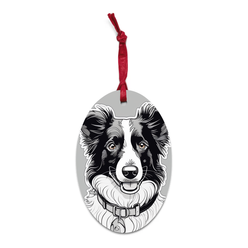 PugMug Custom Border Collie Wooden Ornament