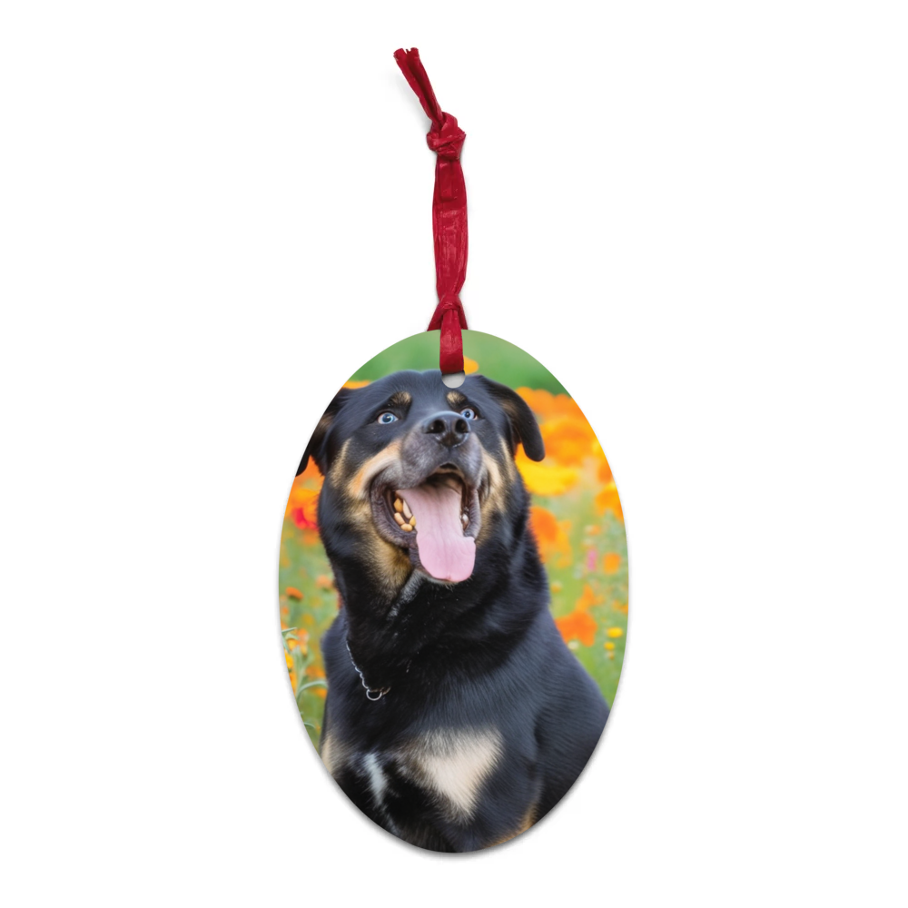 PugMug Custom Blue Wooden Ornament