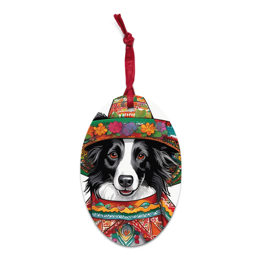 PugMug Custom Border Collie Wooden Ornament