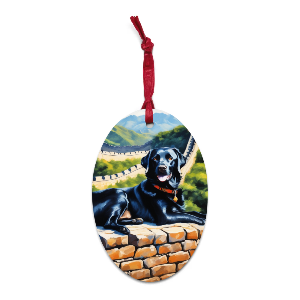 PugMug Custom Black Labrador Retriever Wooden Ornament