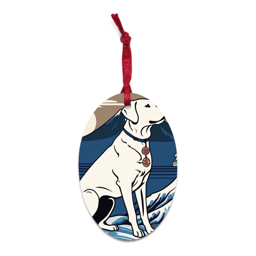 PugMug Custom White Labrador Retriever Wooden Ornament