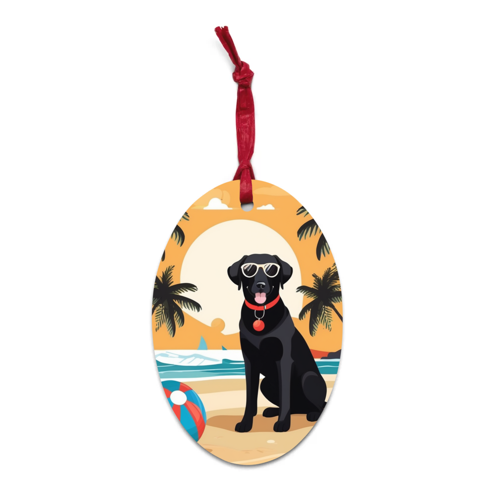 PugMug Custom Black Labrador Retriever Wooden Ornament