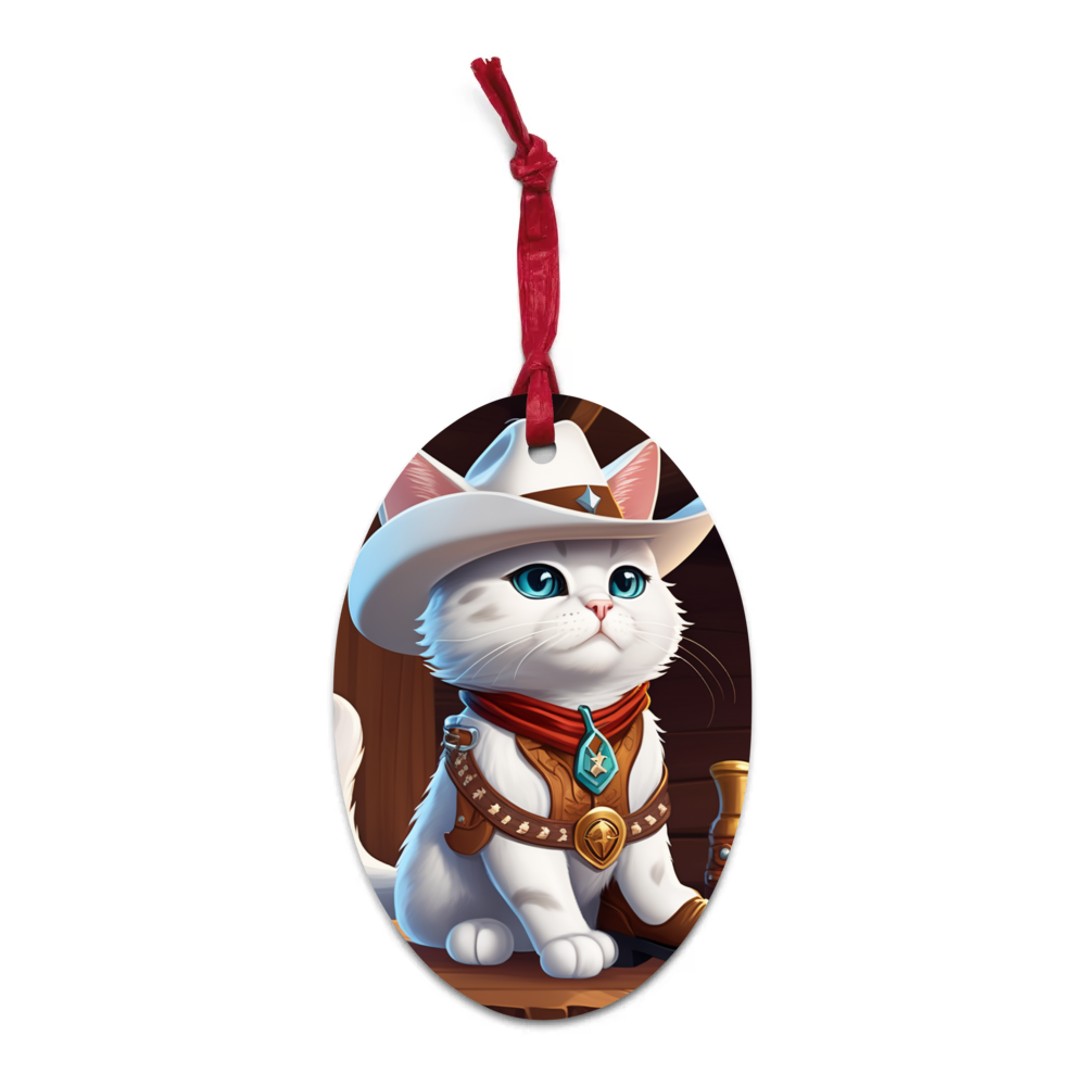 PugMug Custom White Exotic Cat Wooden Ornament