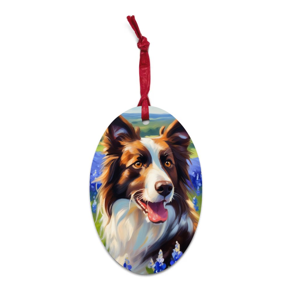 PugMug Custom Border Collie Wooden Ornament