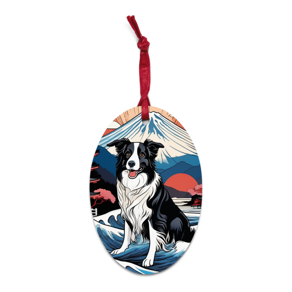 PugMug Custom Border Collie Wooden Ornament