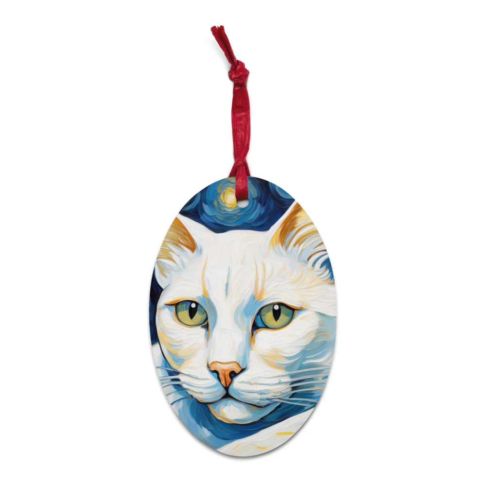 PugMug Custom White Exotic Cat Wooden Ornament