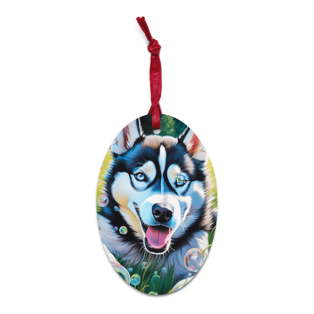 PugMug Custom Siberian Husky Wooden Ornament