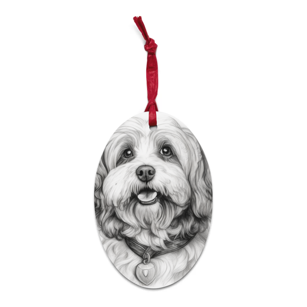 PugMug Custom White Havanese Dog Wooden Ornament