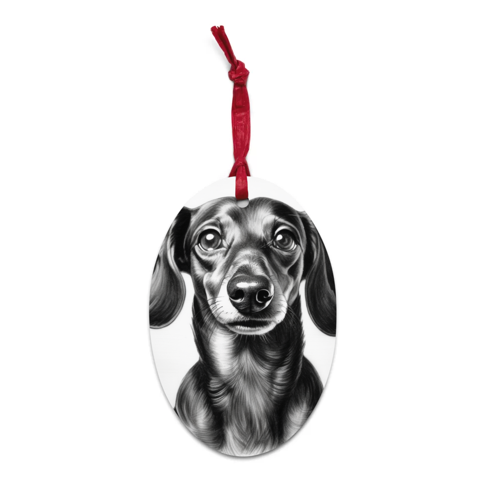 PugMug Custom Black Dachshund Wooden Ornament