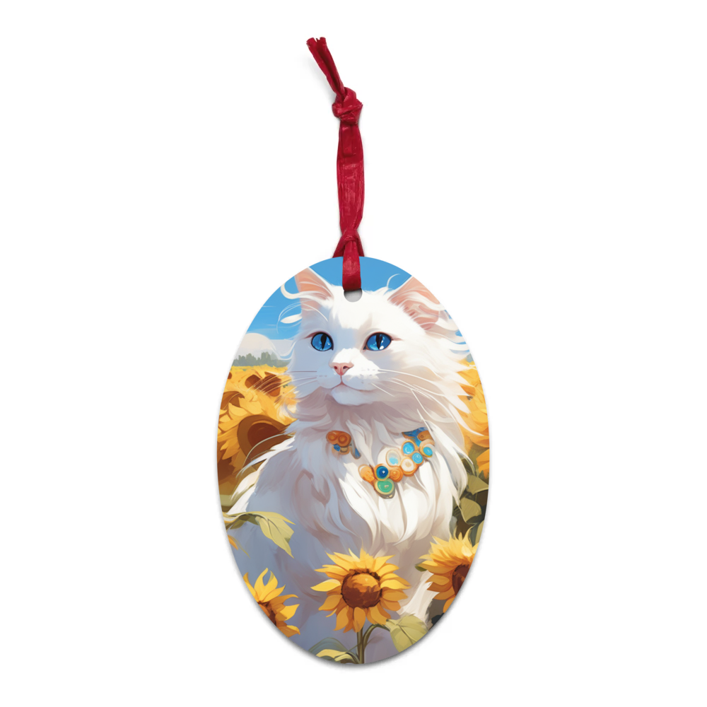 PugMug Custom White Ragdoll Cat Wooden Ornament