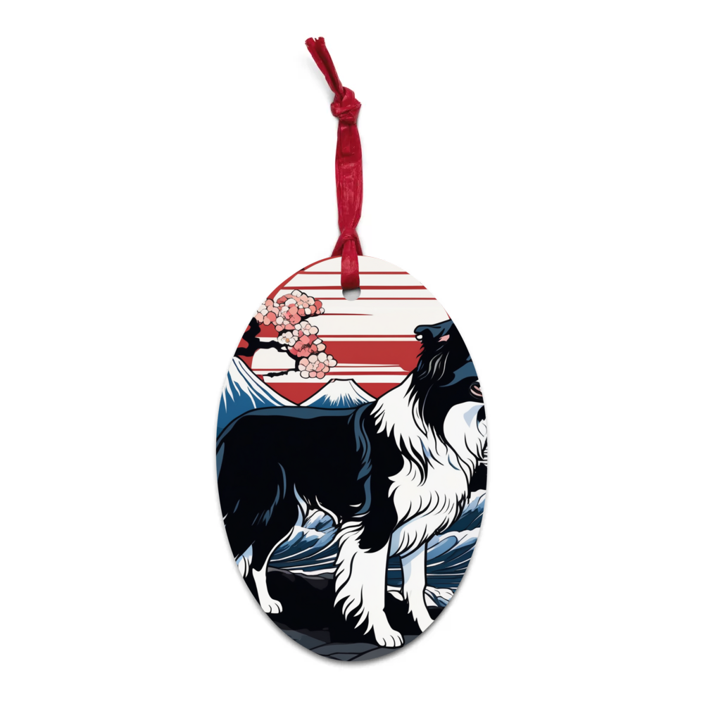 PugMug Custom Border Collie Wooden Ornament