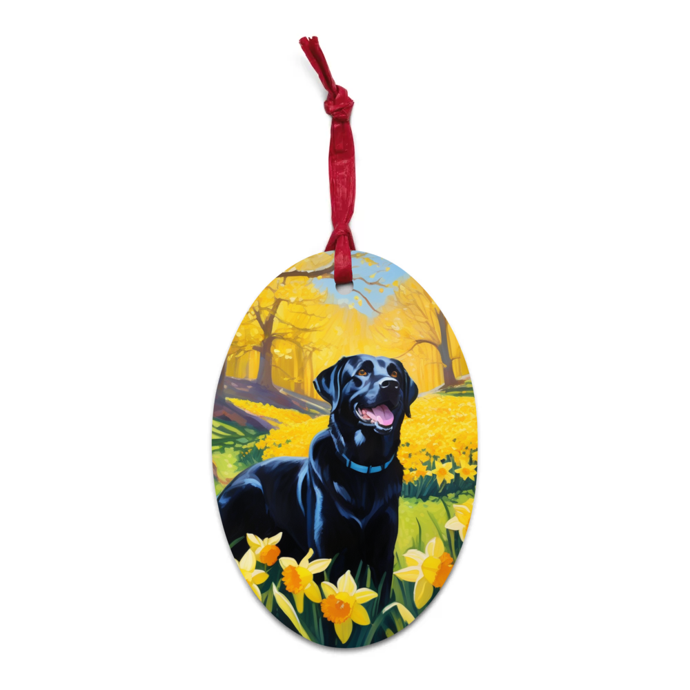 PugMug Custom Black Labrador Retriever Wooden Ornament
