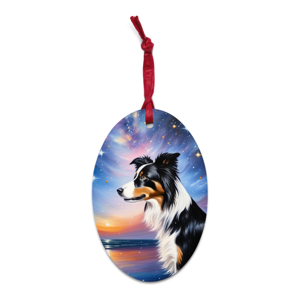 PugMug Custom Border Collie Wooden Ornament