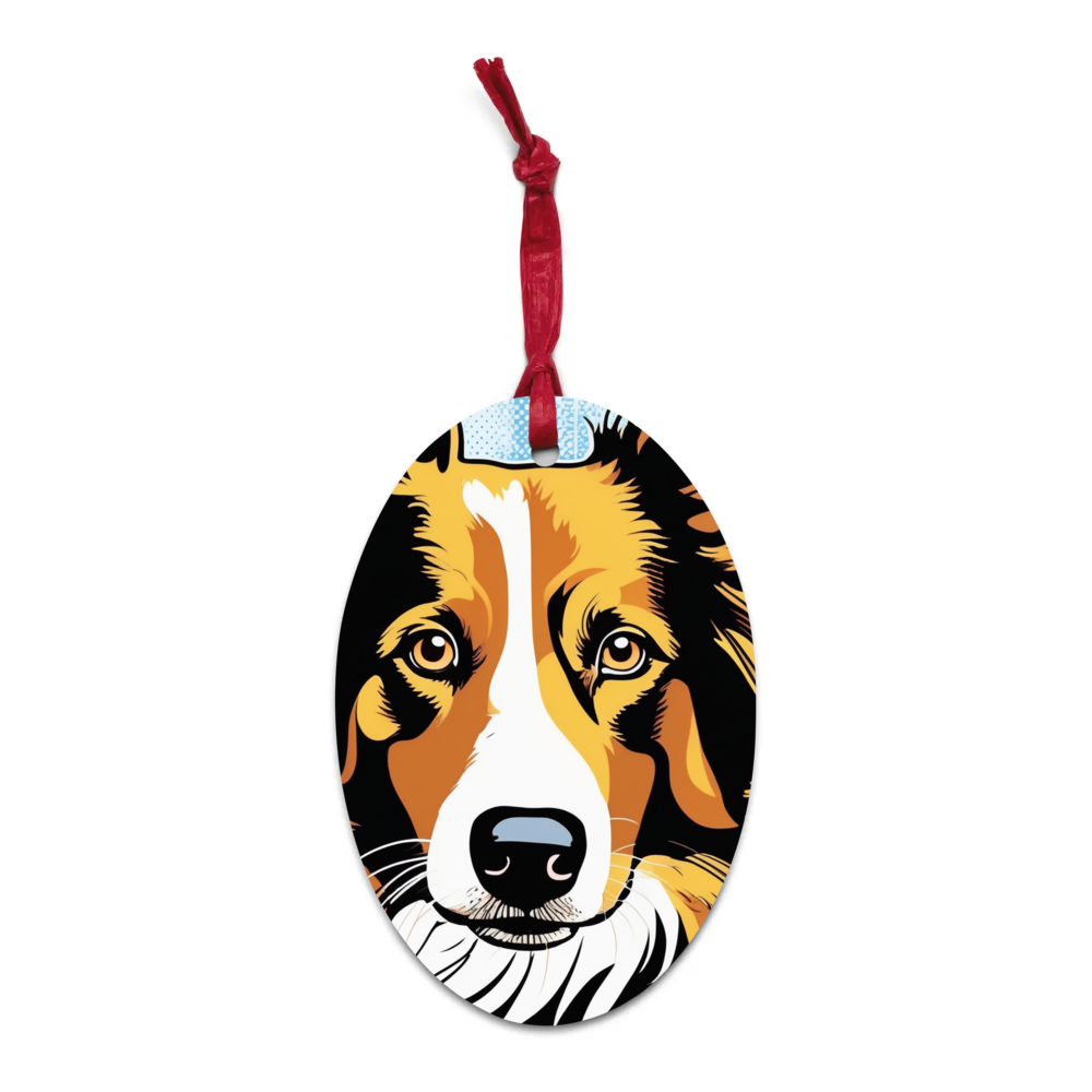 PugMug Custom Border Collie Wooden Ornament