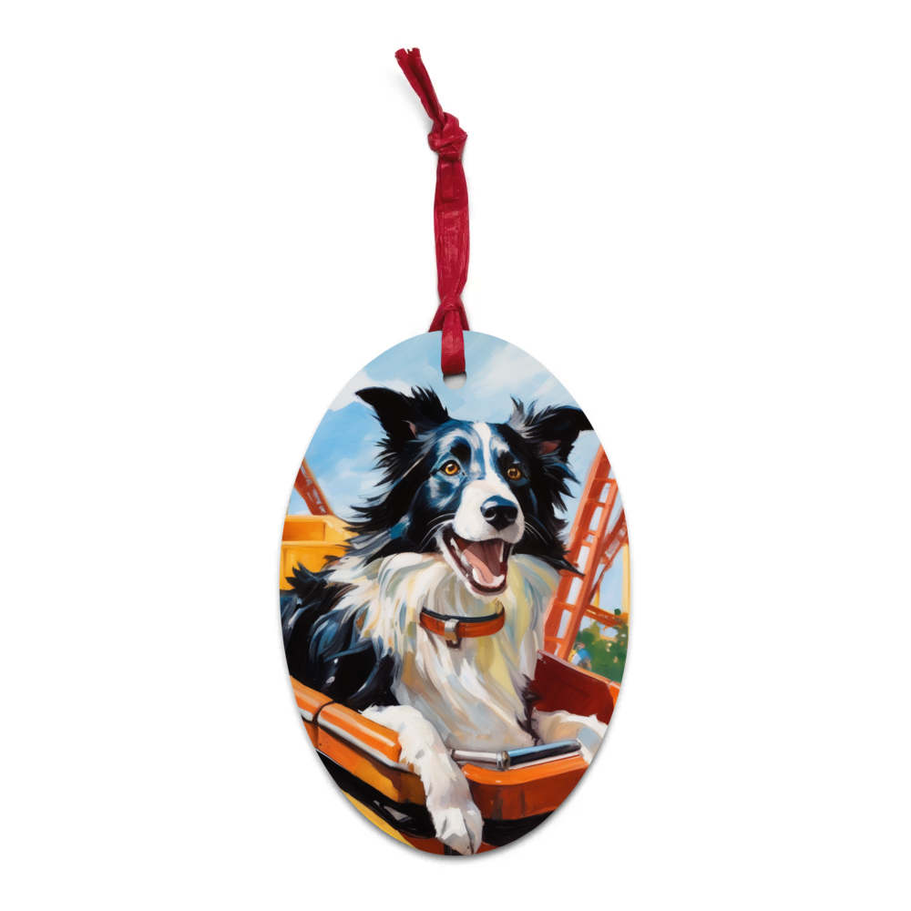 PugMug Custom Border Collie Wooden Ornament