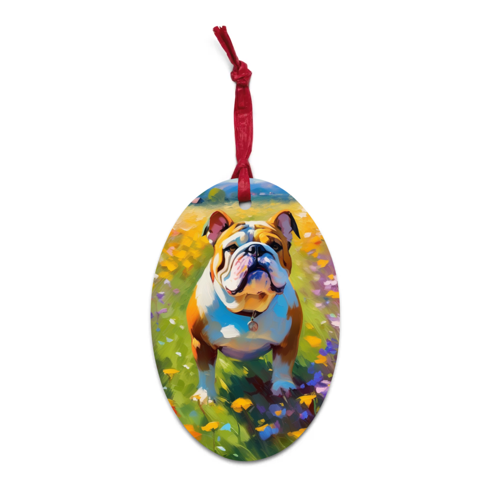 PugMug Custom Bulldog Wooden Ornament