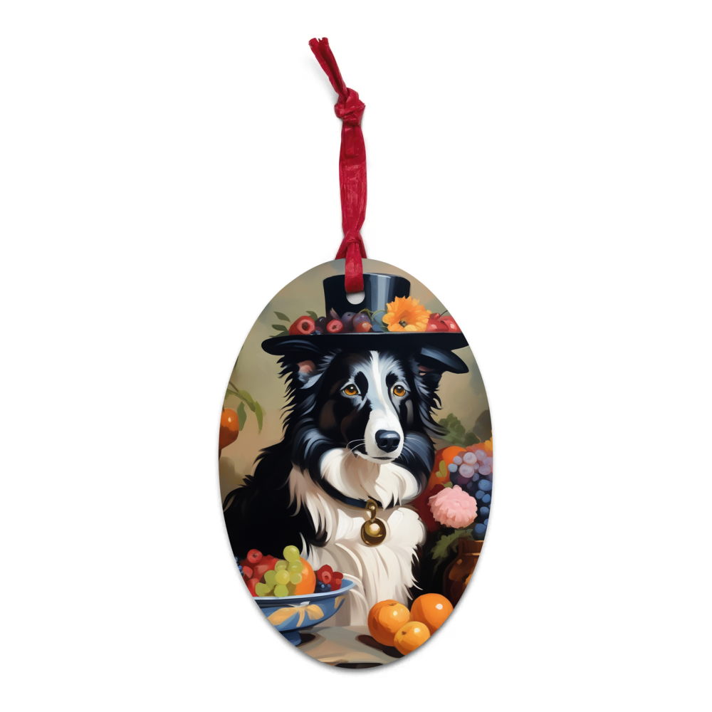 PugMug Custom Border Collie Wooden Ornament