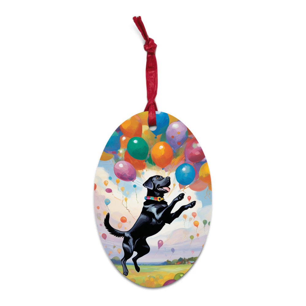 PugMug Custom Black Labrador Retriever Wooden Ornament