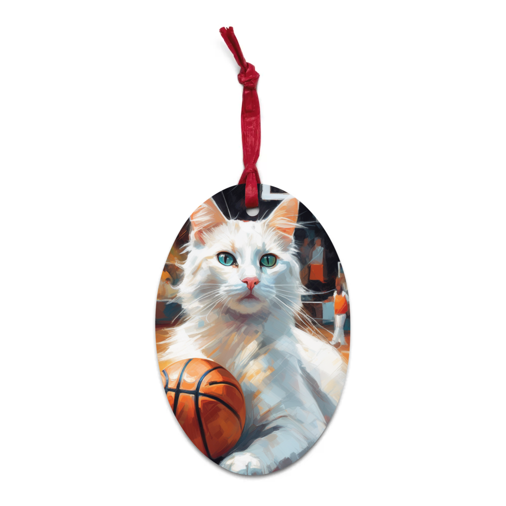 PugMug Custom White Companion Cat Wooden Ornament