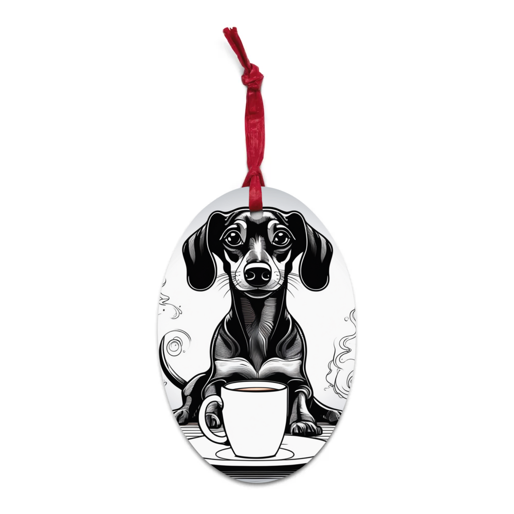 PugMug Custom Black Dachshund Wooden Ornament