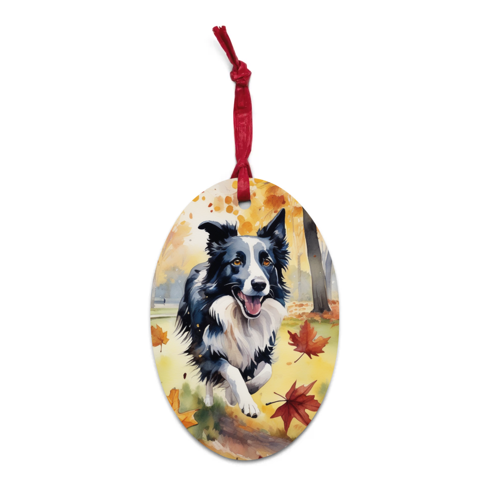 PugMug Custom Border Collie Wooden Ornament