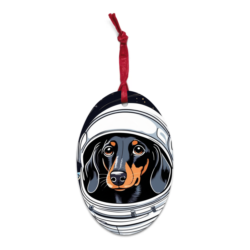 PugMug Custom Black Dachshund Wooden Ornament