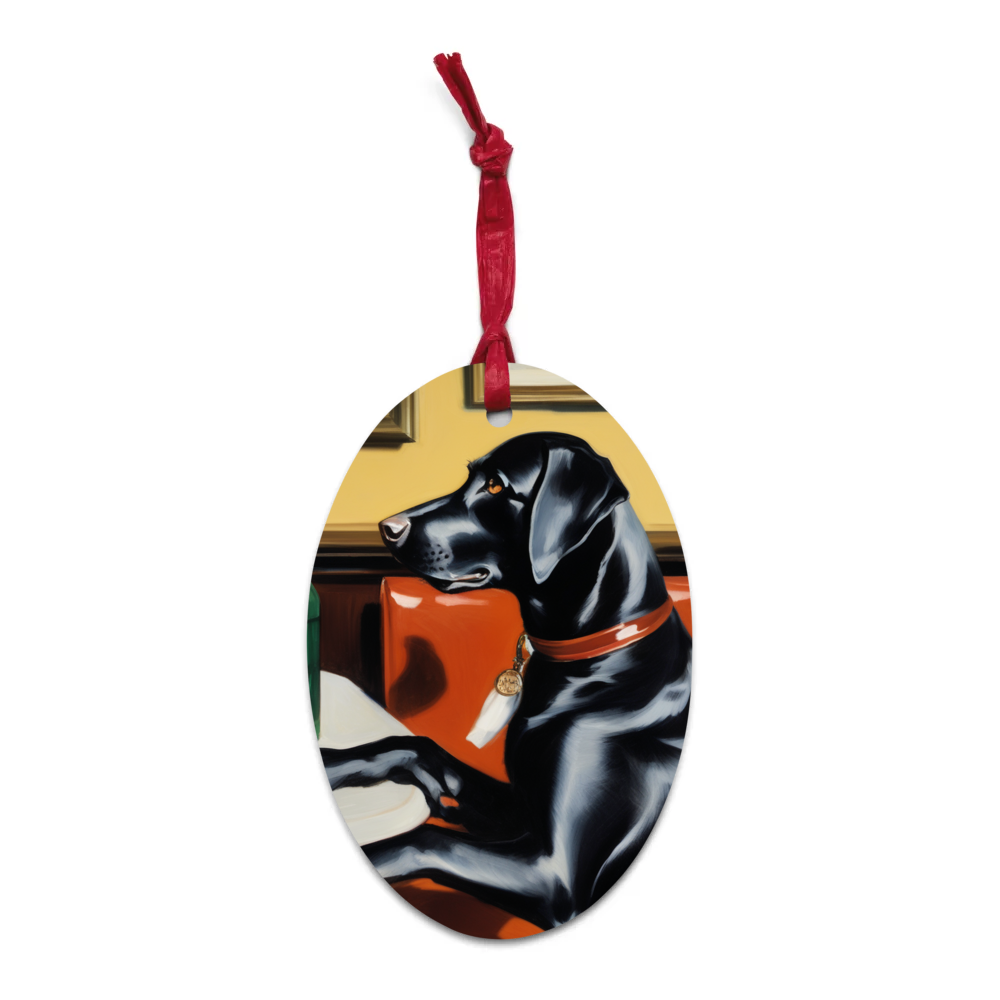 PugMug Custom Black Labrador Retriever Wooden Ornament