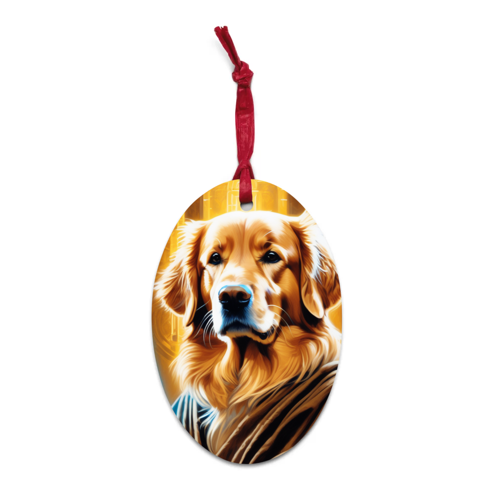 PugMug Custom Golden Retriever Wooden Ornament
