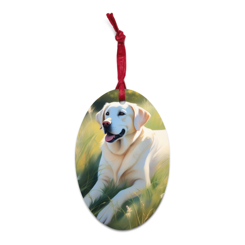 PugMug Custom White Labrador Retriever Wooden Ornament