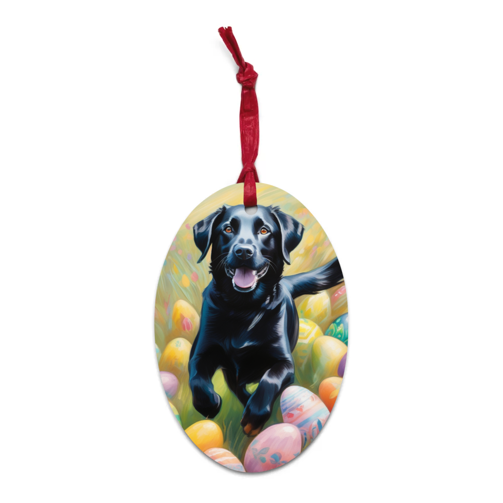 PugMug Custom Black Labrador Retriever Wooden Ornament