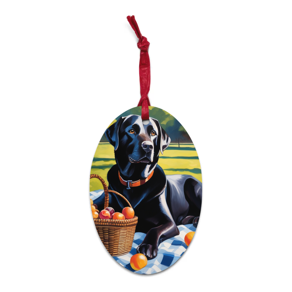 PugMug Custom Black Labrador Retriever Wooden Ornament