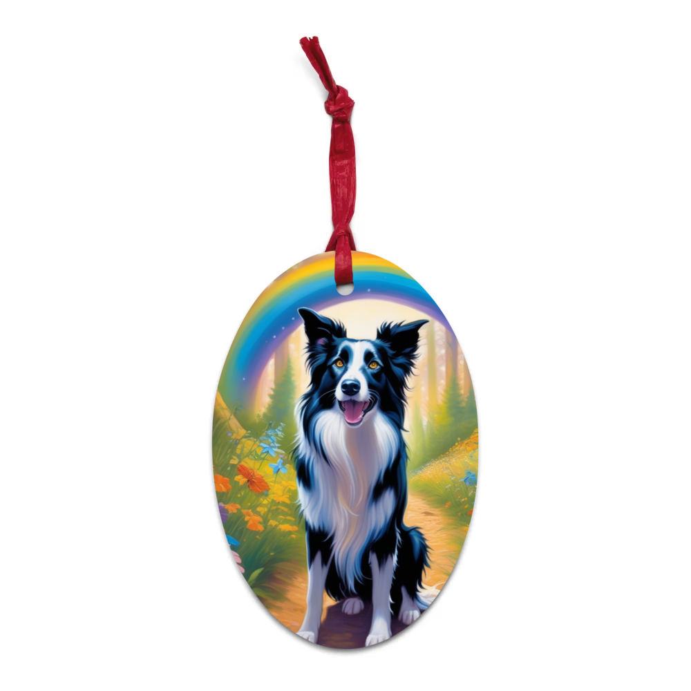 PugMug Custom Border Collie Wooden Ornament