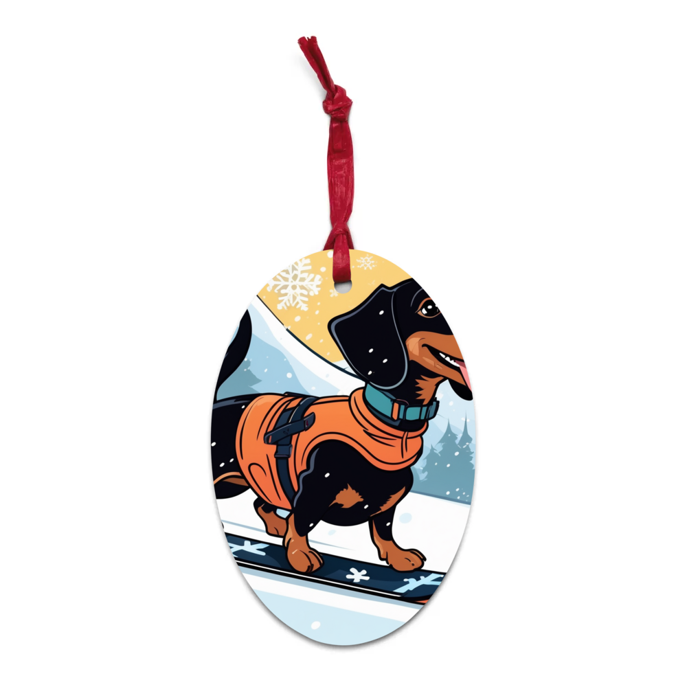 PugMug Custom Black Dachshund Wooden Ornament