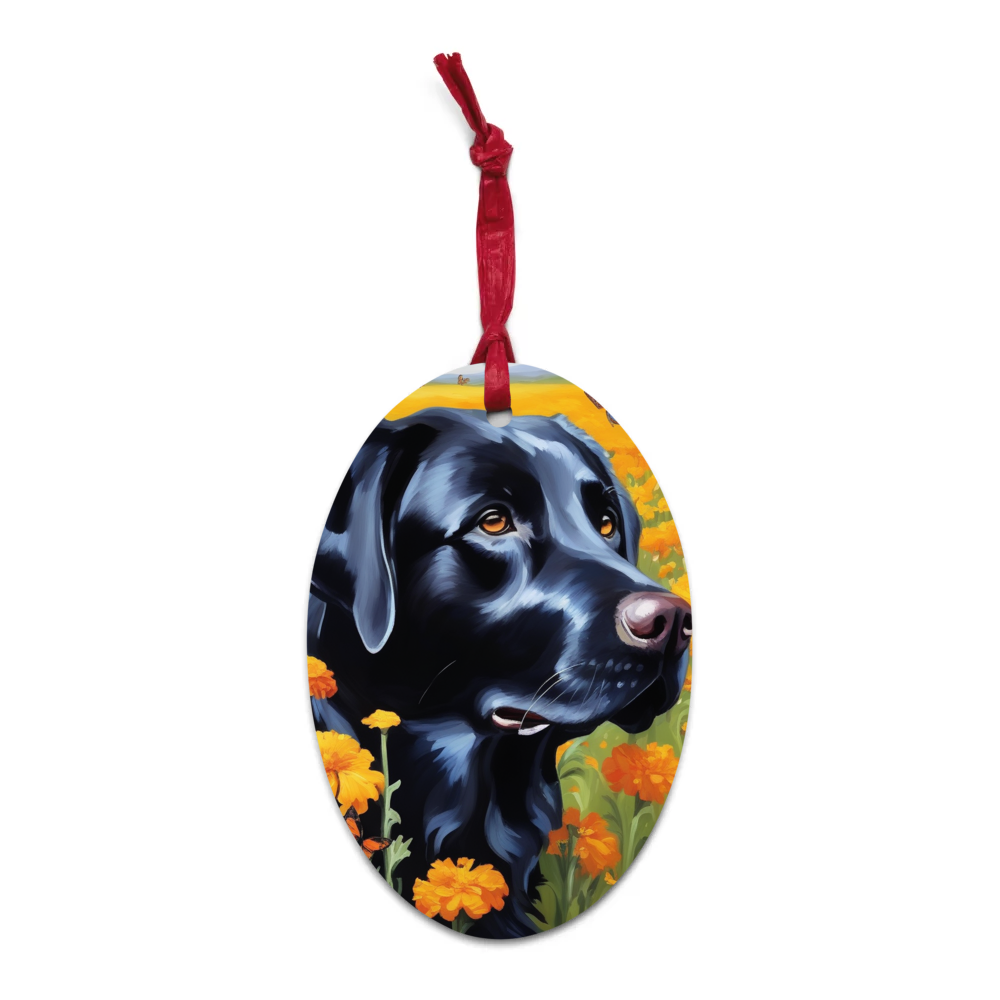 PugMug Custom Black Labrador Retriever Wooden Ornament