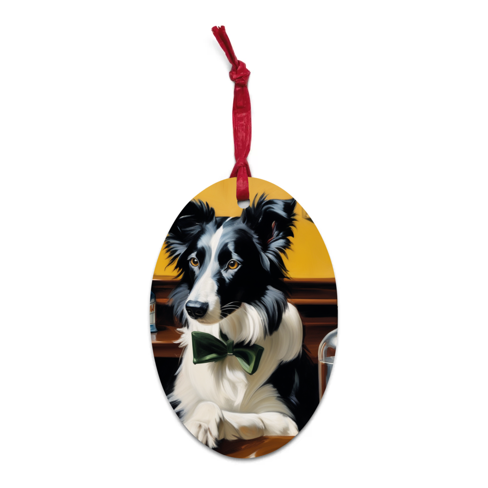 PugMug Custom Border Collie Wooden Ornament