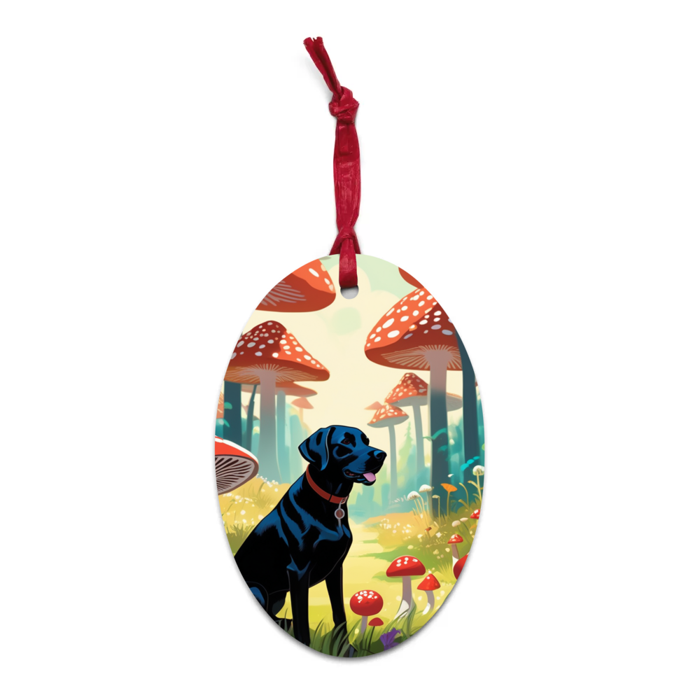 PugMug Custom Black Labrador Retriever Wooden Ornament