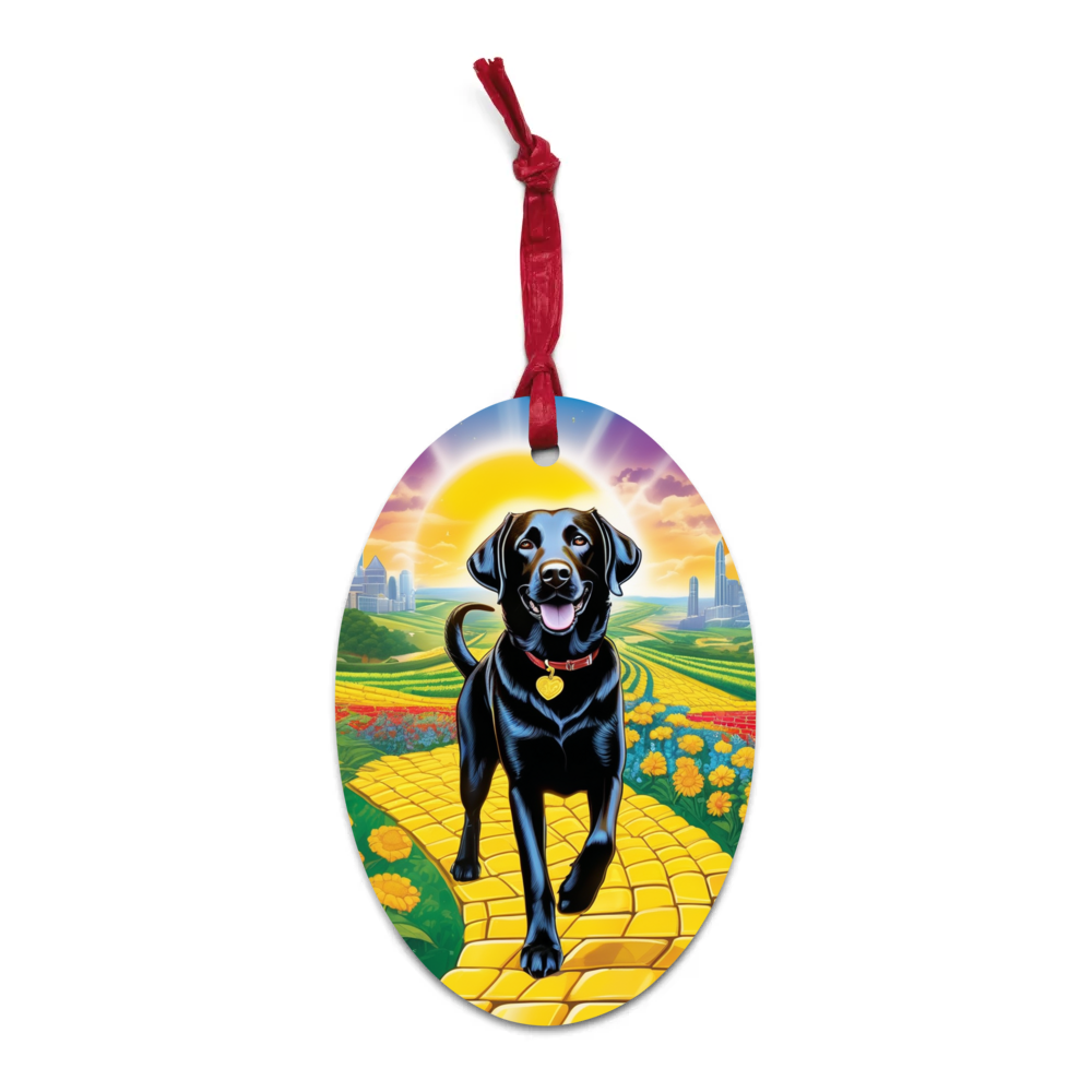 PugMug Custom Black Labrador Retriever Wooden Ornament