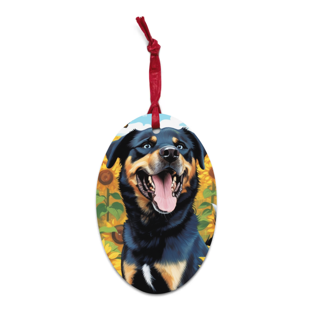 PugMug Custom Blue Wooden Ornament