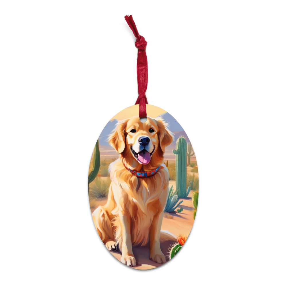 PugMug Custom Golden Retriever Wooden Ornament