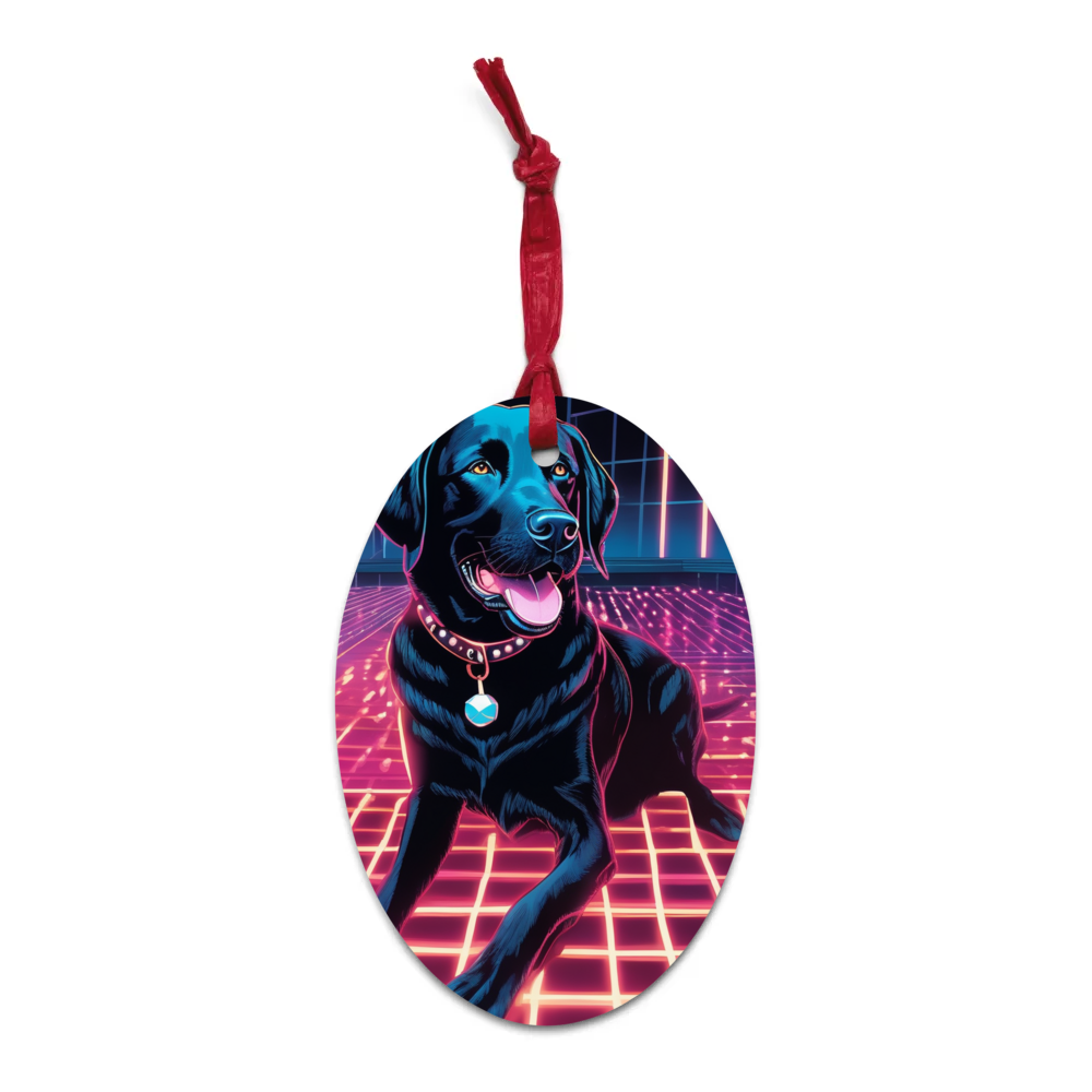 PugMug Custom Black Labrador Retriever Wooden Ornament