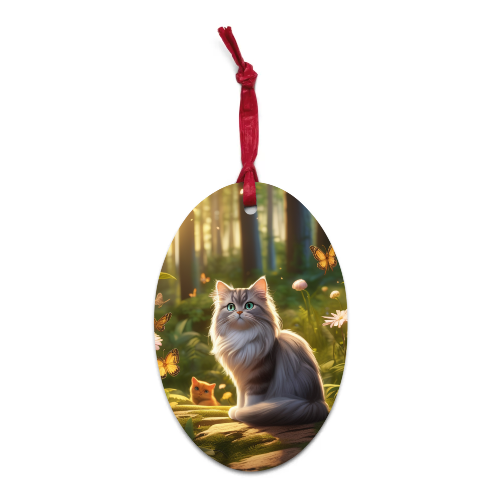 PugMug Custom Tabby Persian Cat Wooden Ornament