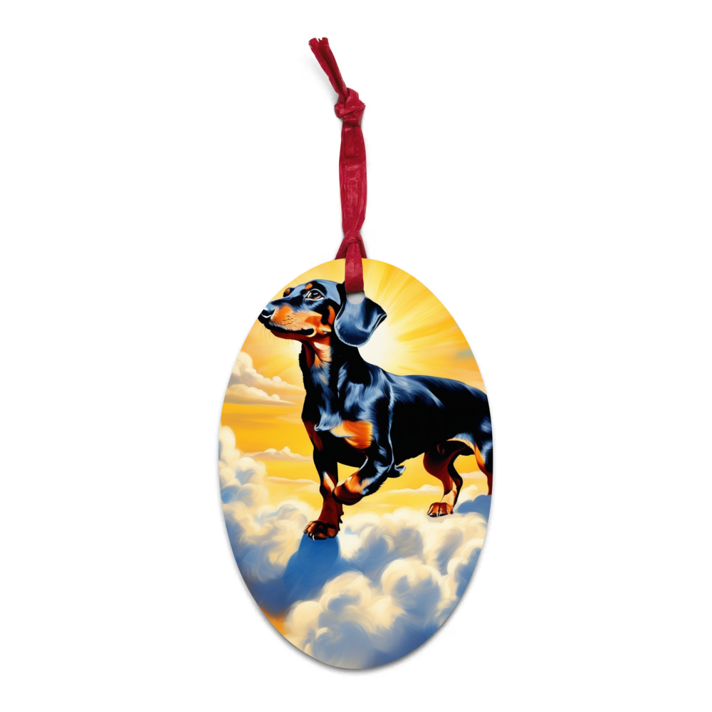 PugMug Custom Black Dachshund Wooden Ornament