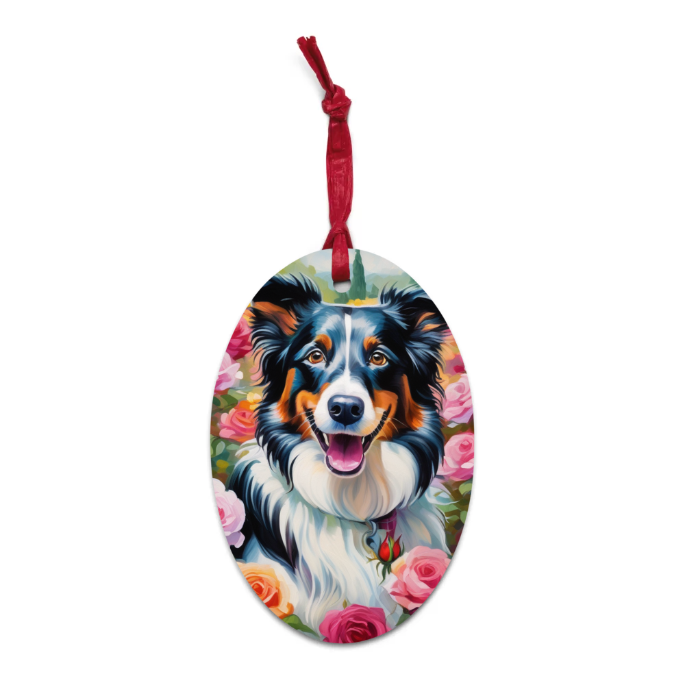 PugMug Custom Border Collie Wooden Ornament